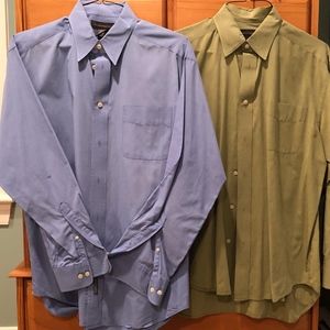 Banana Republic Blue and Khaki Dress Shirt Duo (M)